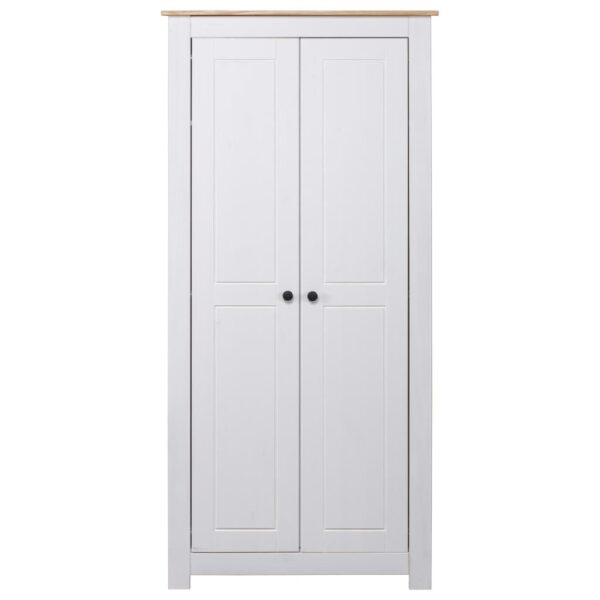 vidaXL Wardrobe White 31.5"x19.7"x67.5" Solid Pine Panama Range - Image 2