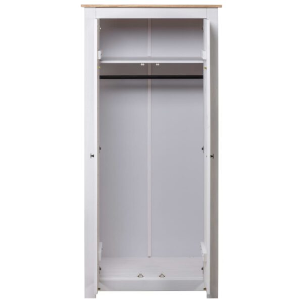 vidaXL Wardrobe White 31.5"x19.7"x67.5" Solid Pine Panama Range - Image 3