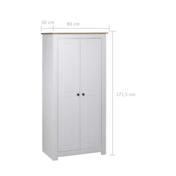 vidaXL Wardrobe White 31.5"x19.7"x67.5" Solid Pine Panama Range - Image 6