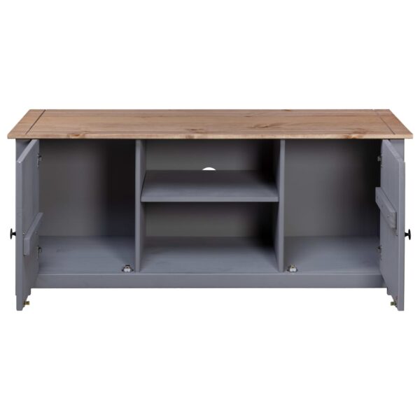 vidaXL TV Stand Gray 47.2"x15.7"x19.7" Solid Pine Wood Panama Range - Image 6