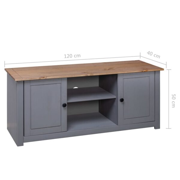 vidaXL TV Stand Gray 47.2"x15.7"x19.7" Solid Pine Wood Panama Range - Image 9