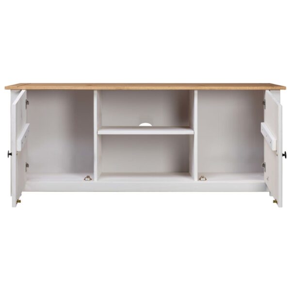 vidaXL TV Stand White 47.2"x15.7"x19.7" Solid Pine Wood Panama Range - Image 3