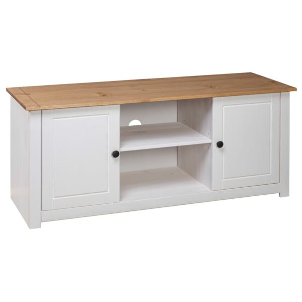 vidaXL TV Stand White 47.2"x15.7"x19.7" Solid Pine Wood Panama Range - Image 4