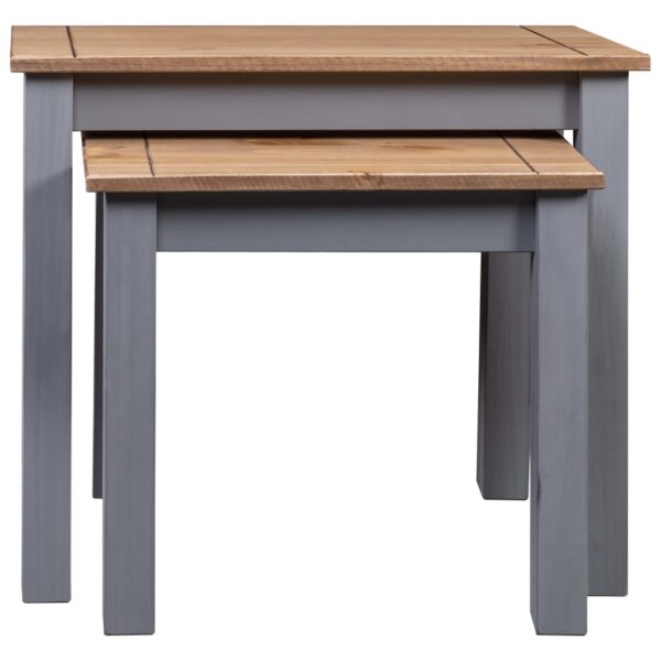 vidaXL Nesting Tables 2 pcs Gray Solid Pine Wood Panama Range - Image 2