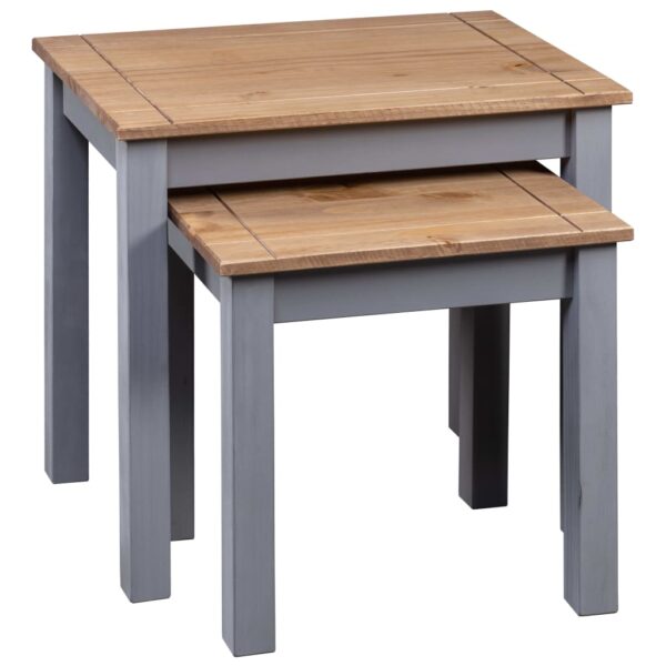 vidaXL Nesting Tables 2 pcs Gray Solid Pine Wood Panama Range - Image 3