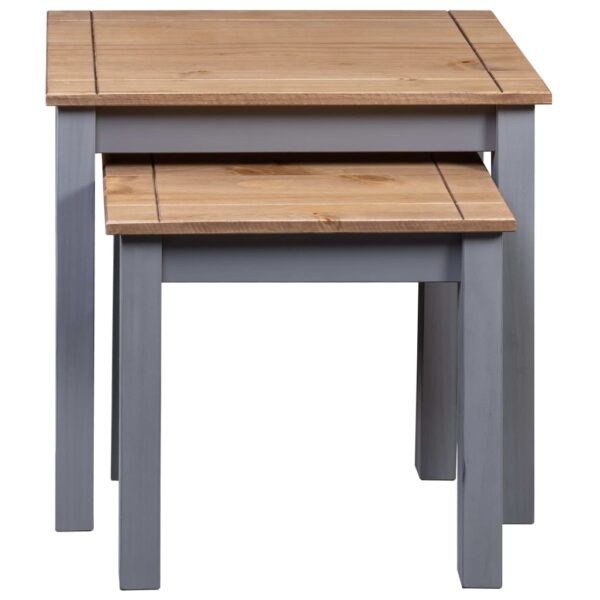 vidaXL Nesting Tables 2 pcs Gray Solid Pine Wood Panama Range - Image 4