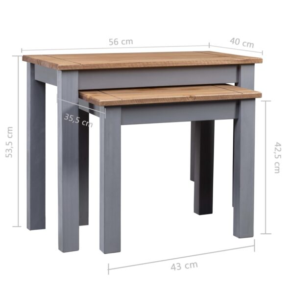 vidaXL Nesting Tables 2 pcs Gray Solid Pine Wood Panama Range - Image 6