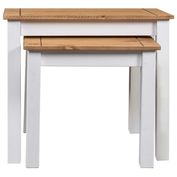 vidaXL Nesting Tables 2 pcs White Solid Pine Wood Panama Range - Image 2