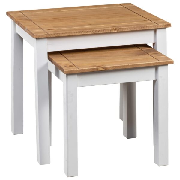 vidaXL Nesting Tables 2 pcs White Solid Pine Wood Panama Range - Image 3