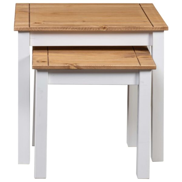 vidaXL Nesting Tables 2 pcs White Solid Pine Wood Panama Range - Image 4