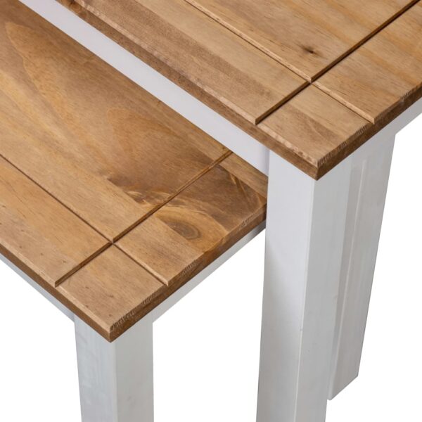 vidaXL Nesting Tables 2 pcs White Solid Pine Wood Panama Range - Image 5