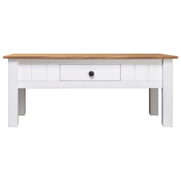 vidaXL Coffee Table White 39.4"x23.6"x17.7" Solid Pine Wood Panama Range - Image 2