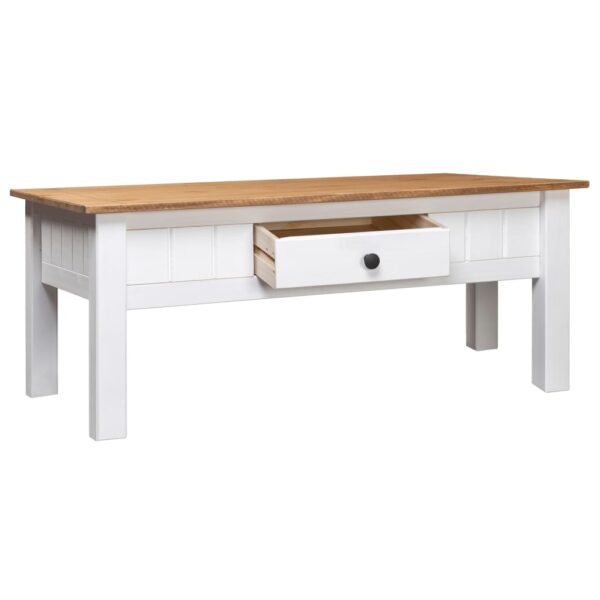 vidaXL Coffee Table White 39.4"x23.6"x17.7" Solid Pine Wood Panama Range - Image 3