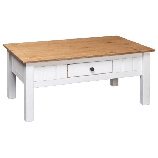 vidaXL Coffee Table White 39.4"x23.6"x17.7" Solid Pine Wood Panama Range - Image 4