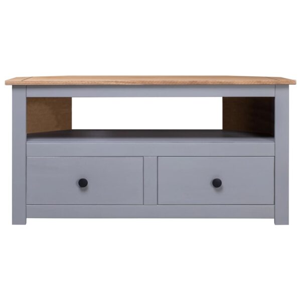 vidaXL Corner TV Stand Gray 36.6"x19.3"x19.3" Solid Pine Panama Range - Image 2