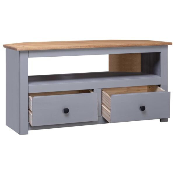 vidaXL Corner TV Stand Gray 36.6"x19.3"x19.3" Solid Pine Panama Range - Image 3