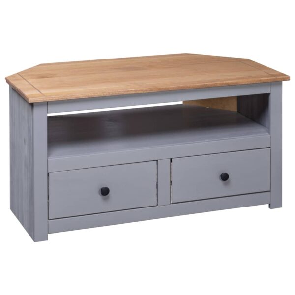 vidaXL Corner TV Stand Gray 36.6"x19.3"x19.3" Solid Pine Panama Range - Image 4