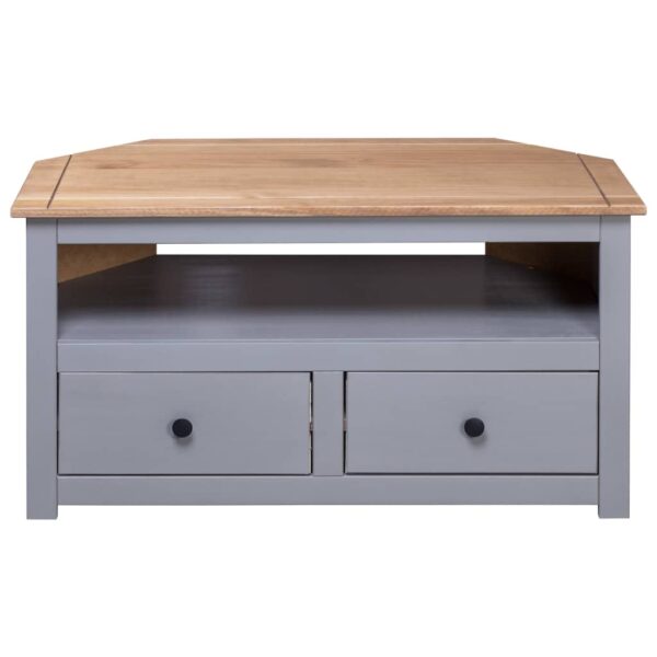 vidaXL Corner TV Stand Gray 36.6"x19.3"x19.3" Solid Pine Panama Range - Image 5