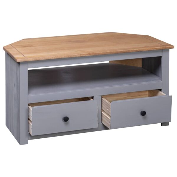 vidaXL Corner TV Stand Gray 36.6"x19.3"x19.3" Solid Pine Panama Range - Image 6