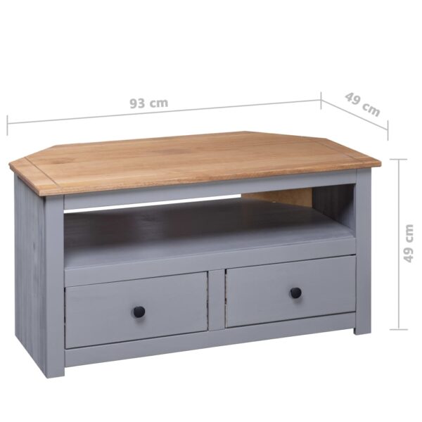 vidaXL Corner TV Stand Gray 36.6"x19.3"x19.3" Solid Pine Panama Range - Image 9