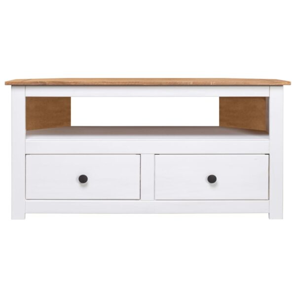 vidaXL Corner TV Stand White 36.6"x19.3"x19.3" Solid Pine Panama Range - Image 2