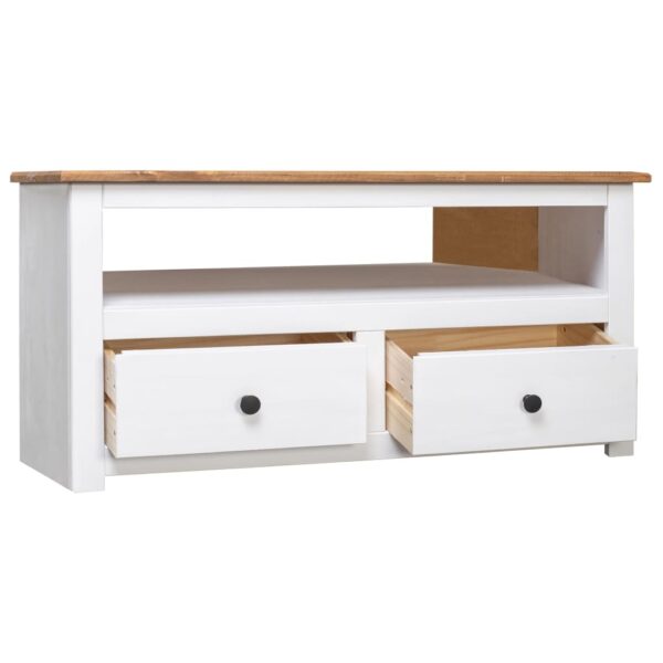 vidaXL Corner TV Stand White 36.6"x19.3"x19.3" Solid Pine Panama Range - Image 3