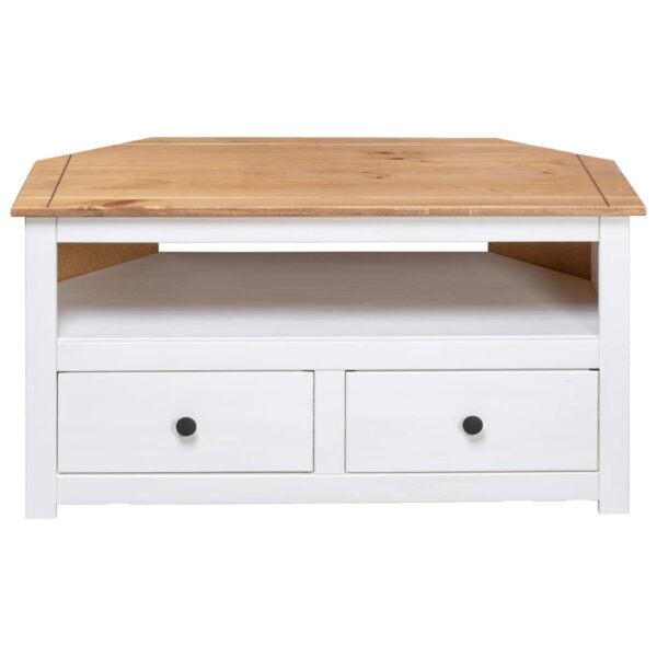 vidaXL Corner TV Stand White 36.6"x19.3"x19.3" Solid Pine Panama Range - Image 5