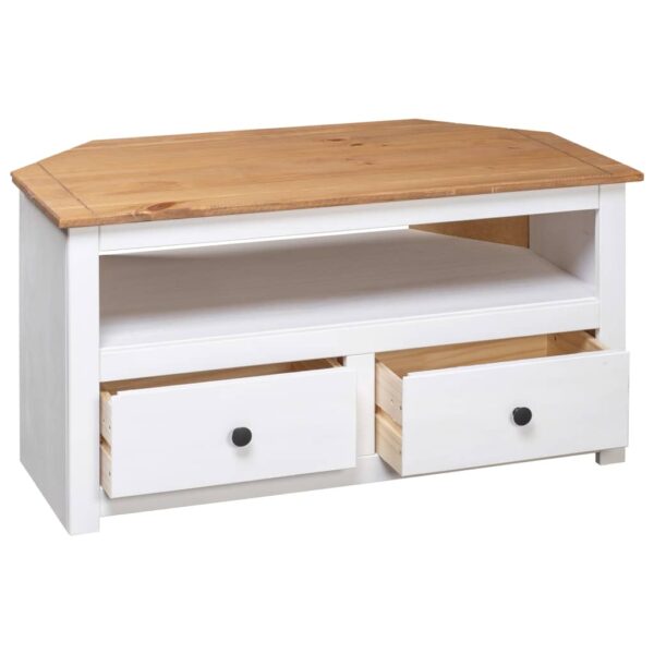 vidaXL Corner TV Stand White 36.6"x19.3"x19.3" Solid Pine Panama Range - Image 6