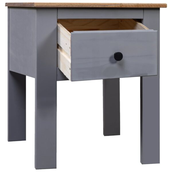 vidaXL Bedside Cabinet Gray 18.1"x15.7"x22.4" Pine Panama Range - Image 2