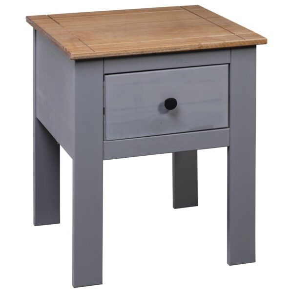 vidaXL Bedside Cabinet Gray 18.1"x15.7"x22.4" Pine Panama Range - Image 4