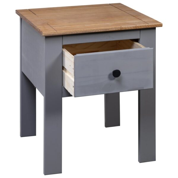 vidaXL Bedside Cabinet Gray 18.1"x15.7"x22.4" Pine Panama Range - Image 5