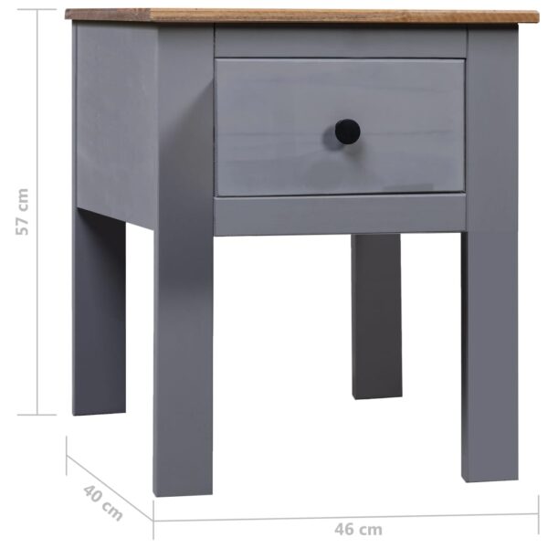 vidaXL Bedside Cabinet Gray 18.1"x15.7"x22.4" Pine Panama Range - Image 9