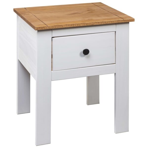 vidaXL Bedside Cabinet White 18.1"x15.7"x22.4" Pine Panama Range - Image 4