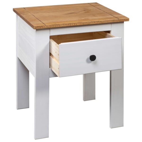 vidaXL Bedside Cabinet White 18.1"x15.7"x22.4" Pine Panama Range - Image 5