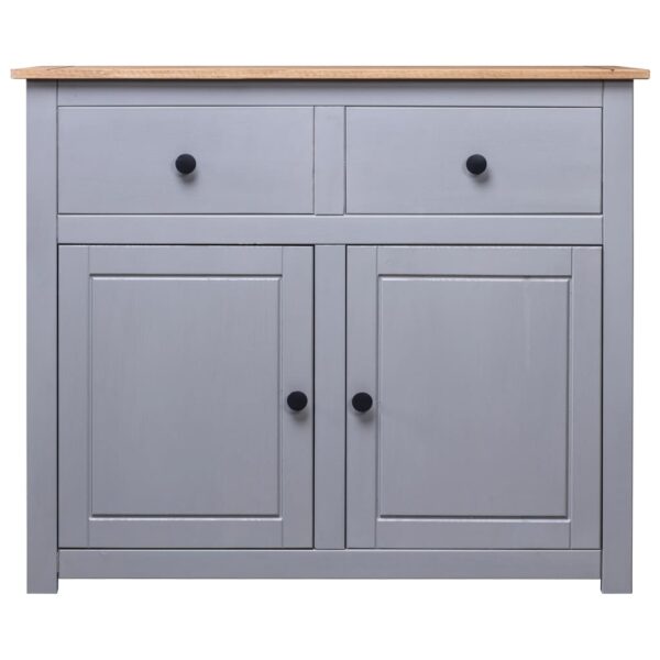 vidaXL Sideboard Gray 36.6"x15.7"x31.5" Solid Pinewood Panama Range - Image 2