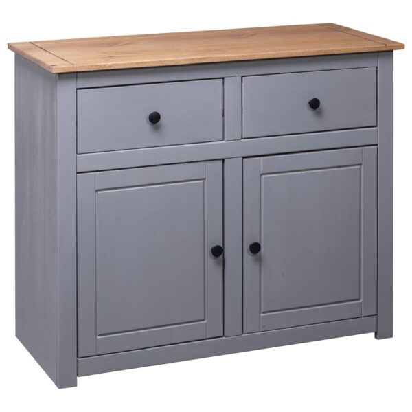 vidaXL Sideboard Gray 36.6"x15.7"x31.5" Solid Pinewood Panama Range - Image 4