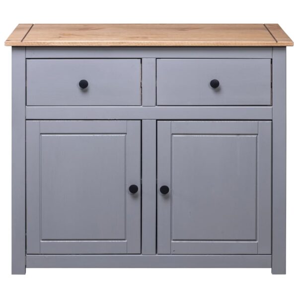 vidaXL Sideboard Gray 36.6"x15.7"x31.5" Solid Pinewood Panama Range - Image 5