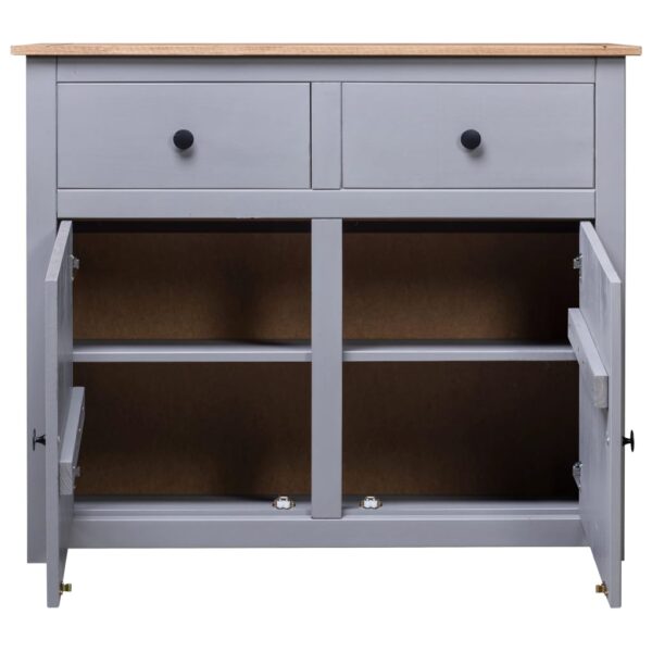 vidaXL Sideboard Gray 36.6"x15.7"x31.5" Solid Pinewood Panama Range - Image 7