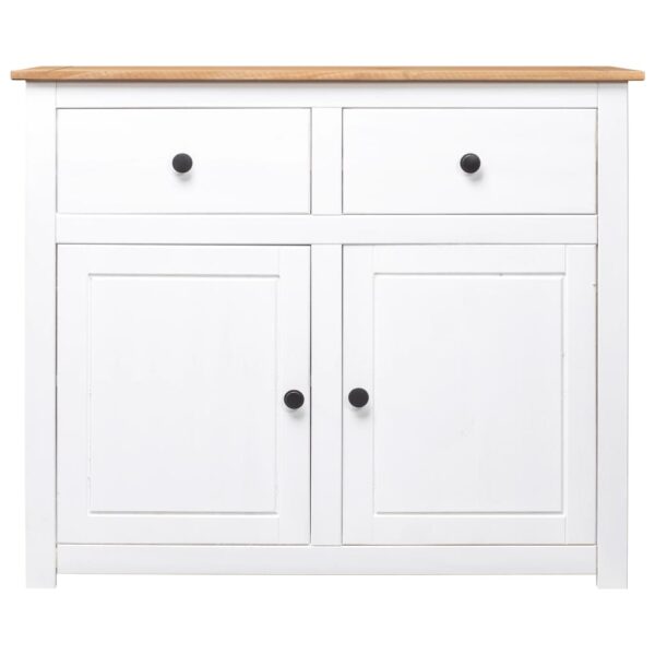 vidaXL Sideboard White 36.6"x15.7"x31.5" Solid Pinewood Panama Range - Image 2