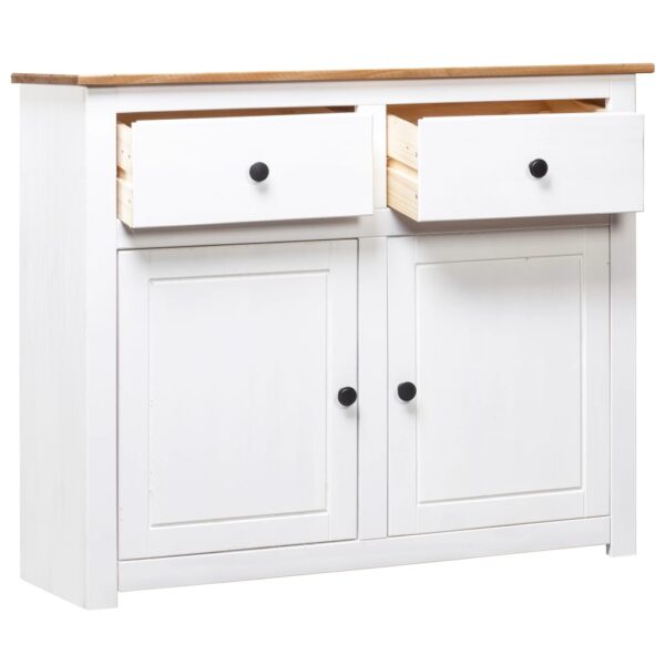 vidaXL Sideboard White 36.6"x15.7"x31.5" Solid Pinewood Panama Range - Image 3