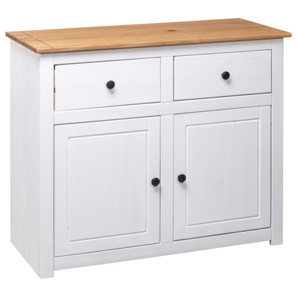 vidaXL Sideboard White 36.6"x15.7"x31.5" Solid Pinewood Panama Range - Image 4