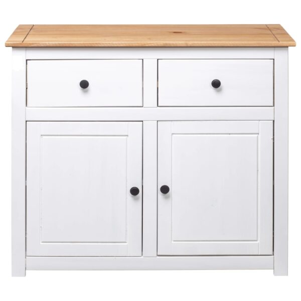 vidaXL Sideboard White 36.6"x15.7"x31.5" Solid Pinewood Panama Range - Image 5