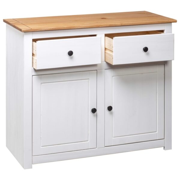 vidaXL Sideboard White 36.6"x15.7"x31.5" Solid Pinewood Panama Range - Image 6