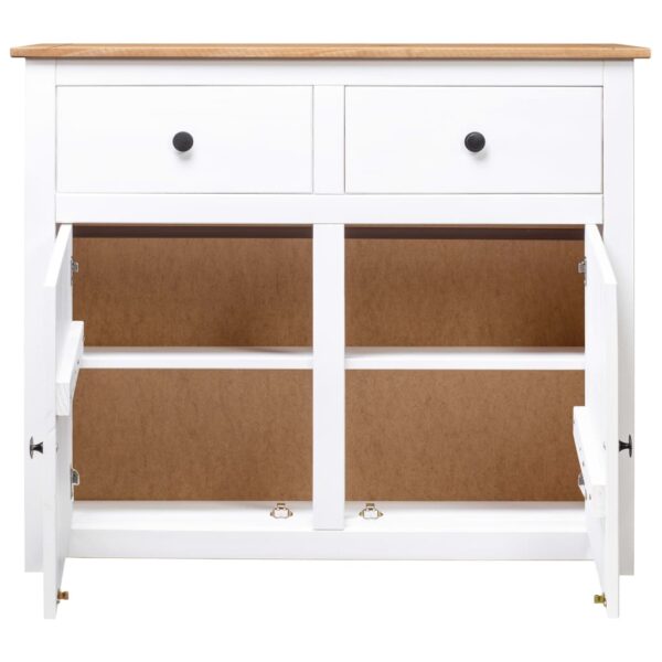 vidaXL Sideboard White 36.6"x15.7"x31.5" Solid Pinewood Panama Range - Image 7