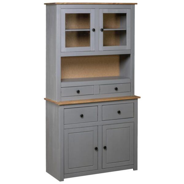 vidaXL Highboard Gray 36.6"x15.9"x70.9" Solid Pine Panama Range