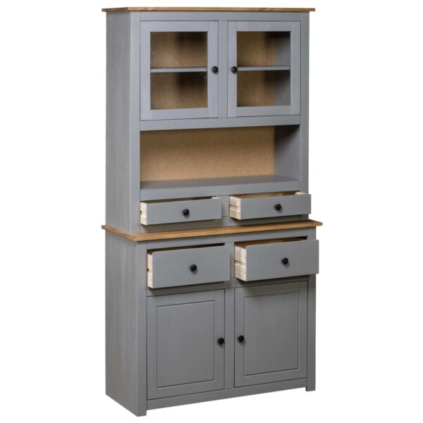 vidaXL Highboard Gray 36.6"x15.9"x70.9" Solid Pine Panama Range - Image 2