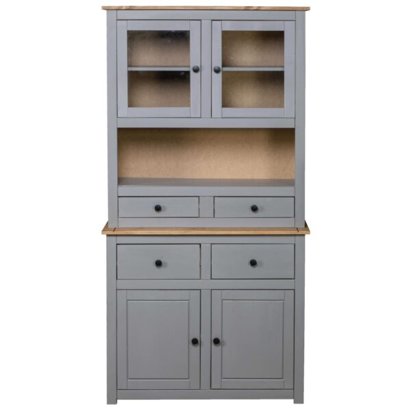 vidaXL Highboard Gray 36.6"x15.9"x70.9" Solid Pine Panama Range - Image 3