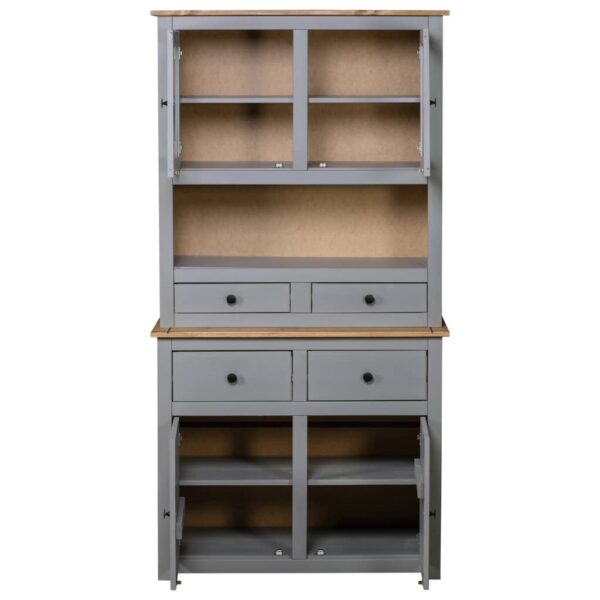 vidaXL Highboard Gray 36.6"x15.9"x70.9" Solid Pine Panama Range - Image 4