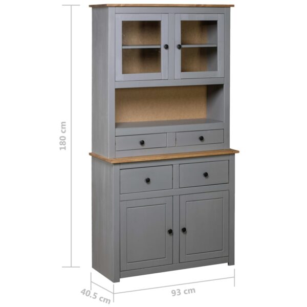 vidaXL Highboard Gray 36.6"x15.9"x70.9" Solid Pine Panama Range - Image 7