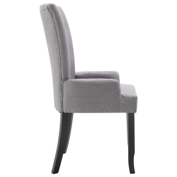 vidaXL Dining Chairs with Armrests 2 pcs Light Gray Fabric - Image 4